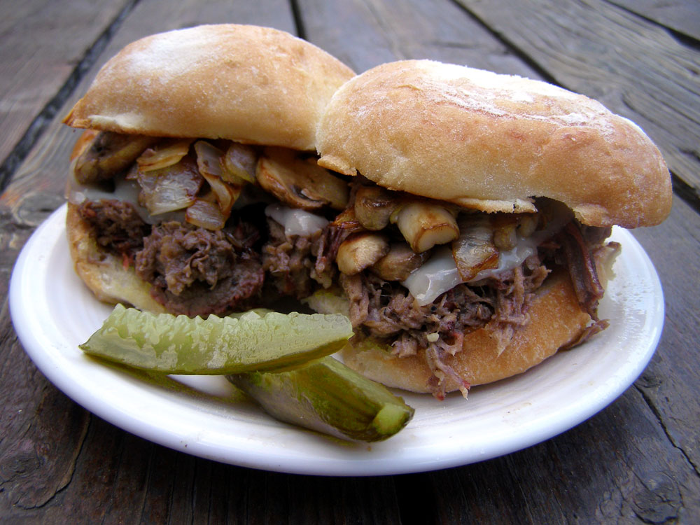 Pulled beef sandwich with provolone